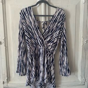 blue tie-dyed romper